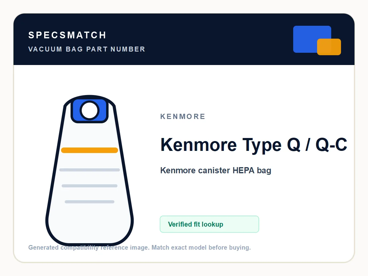 Kenmore Type Q / Q-C product image showing part number Kenmore Type Q / Q-C