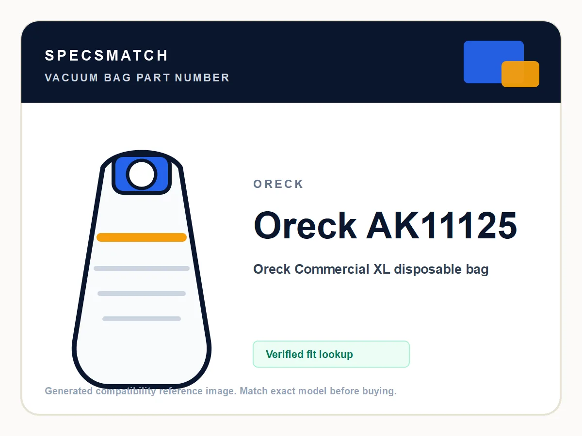 Oreck Ak11125 product image showing part number Oreck Ak11125